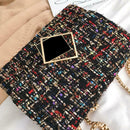 Retro Women Woolen Messenger Bag Flap Clutch Shoulder Handbag (Multicolor) A