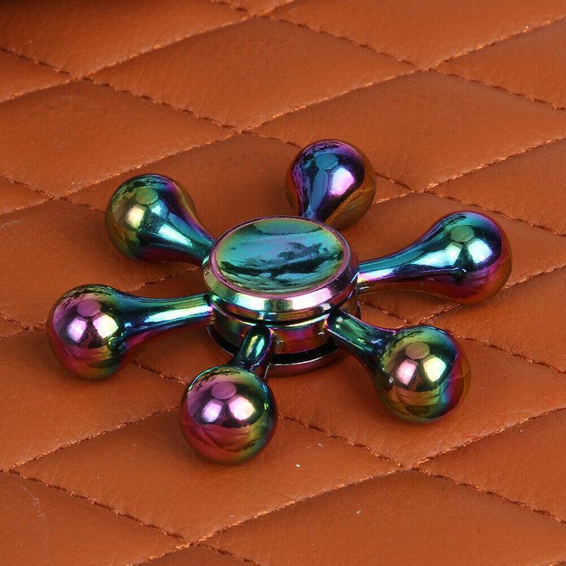 Rainbow Color Hand Spinner Six Arm Water Drop Wheel Alloy Fingertip Toys