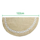 122cm Round Christmas Tree Skirt Linen Non-woven Tree Apron Round Carpet