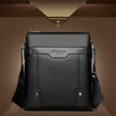 Solid Color Shoulder Bags Business PU Leather Men Messenger Bags (Black)