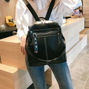 Retro Ladies Backpack Pu Leather Shoulder Bag Simple Casual School Bag Fema