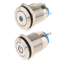 2 Pcs Colorfast 16mm 12V Waterproof LED Metal Indicator Blue Signal Light