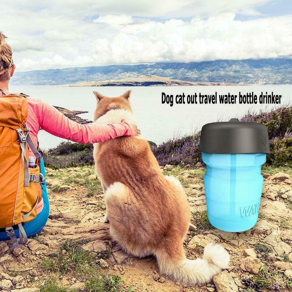 Portable Travel Accompanying Dog Cat Water Bottle Feed Bowl Pet Products #gib