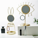 Eye Design Tabletop Mirror Jewelry Storage Organizer: Metal Holder Hanging