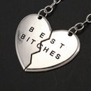 1Pair Best Bitches Engraved Heart Keychain Keyring For Friends Friendship G