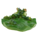 2x Artificial Pond Lily Floating Plant With Frog Ornament Family Rowing