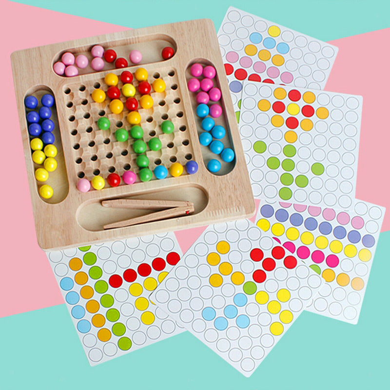 Kids Children Educational Wooden Clip Bead Game Matching Toys Birthday Gifts