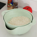Washing Basket Double Drain Basin Sink Washing Rice Bowl Fruit Tray Drain B H5I5