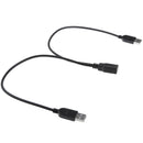30cm USB-A Female to 2Port USB Male Y-Splitter Extension Adapter Cable
