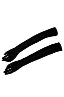 Lady Satin Gloves Formal Party Festival Long Black K7B5