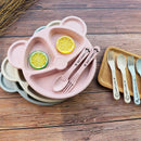 Baby bowl+spoon + fork Feeding Food Tableware Cartoon Panda Kids Dishes Bab M5A9