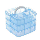 Blue Plastic Empty 3 layer Storage Case Box Nail Art Craft Makeup