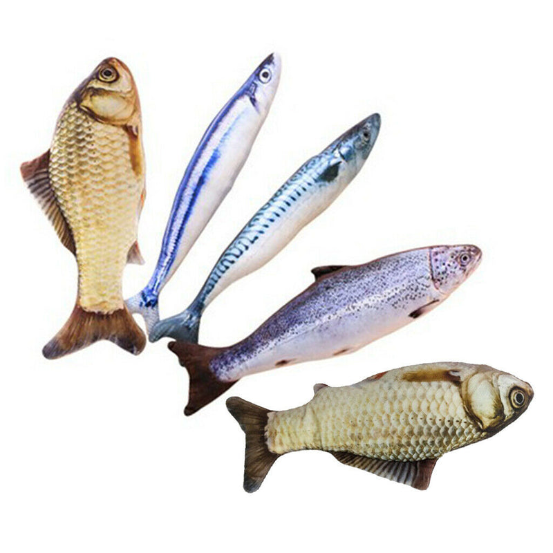 2pcs Pet Kitten Moving Wagging Fish Toys Cat Chew Training Kicker For Cat