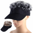 GRAY&BLACK Toupee Wig Hairpiece Baseball Hat Sun Visor Cap Adjustable Hook Loop