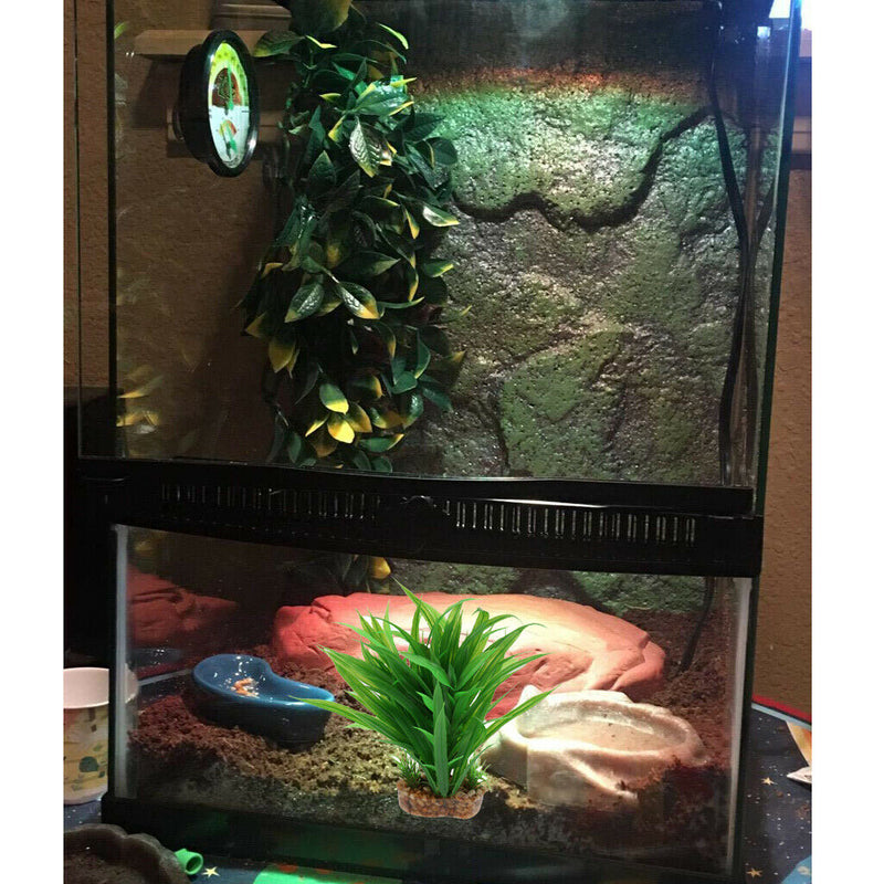 Set of 2, Plastic Terrarium Bamboo Leaf & Purple Plant Animals Habitat for