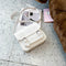 Hit Color Women Crossbody Bag Belt Buckle PU Mini Shoulder Pouch (White)