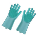 Silicone Cleaning Brush Scrubber Gloves for Household Pet Hair Care Blue