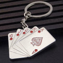 Fashion Poker Hand Playing Cards Royal Flush Keyring Metal Collectables Key G3Y0