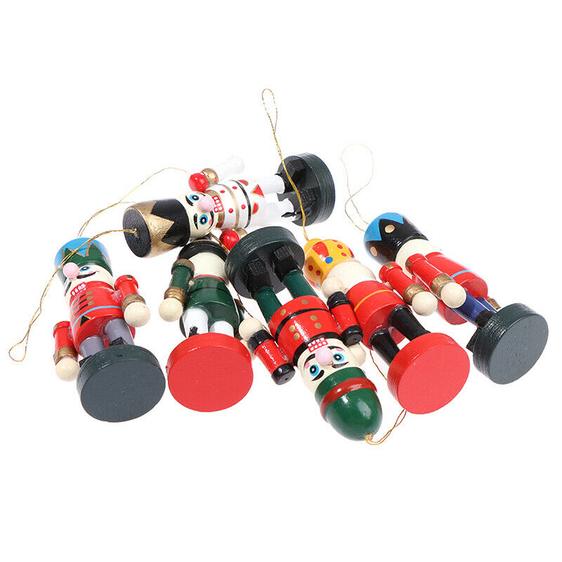 1Pcs 6cm Mini Wooden Nutcracker Soldier Christmas Tree Pendants Home Decor G Hn