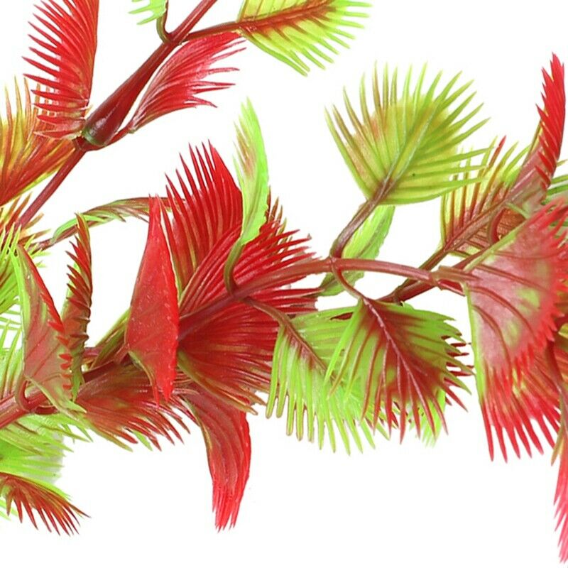 Red Plastic Fern Plants Water Fish Tank Landscaping Aquarium Ornament DecoraH2X9