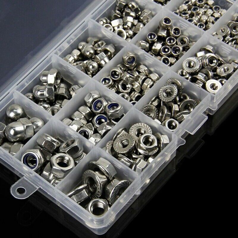 1set 304 Hex Nut Sets Household Nylon Lock/Cover Decoration/Flange Nuts 385 Z9C3