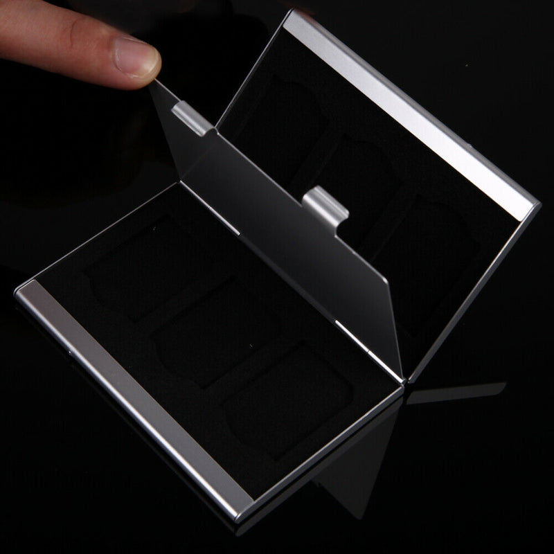 Metal Aluminum Memory Card Protecter Box Storage Case Holder 6x SD/SDHC/MMC