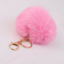 Artificial Rabbit Fur ball Pompon Keyring - Pink