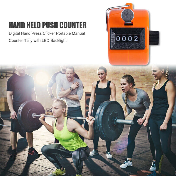 Digital Hand Press Clicker Portable Manual Tally with Backlight (Orange) A#S