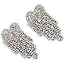 Rhinestone Tassel Earrings, Crystal Earrings, Large Heart Shape Sparkling D