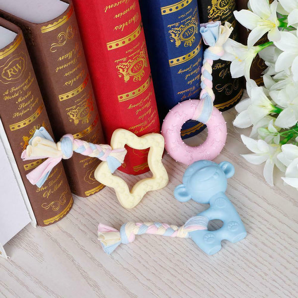 3pcs Natural Rubber Pentagram Circle Monkey Shape Pet Dog Interactive Chew Toys