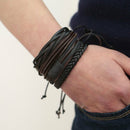 Retro Man Adjustable Leather Bracelet Braided Wrist Band Wristband Bangle Gifts