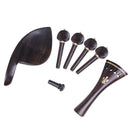 7pcs/Set Ebony Violin Parts 4/4 Fittings Chinrest Pegs Tailpiece Tuners En A