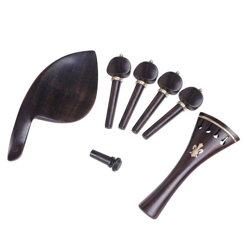 7pcs/Set Ebony Violin Parts 4/4 Fittings Chinrest Pegs Tailpiece Tuners En A
