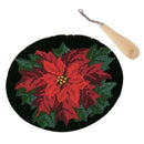 Red Flower Latch Hook Rug Making Kits Needlework Cushion + Wood Crochet Hook