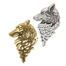 2Pcs Chic Metal Wolf Head Coyote Brooch Lapel Pin Badge for Men's Shirt Suit