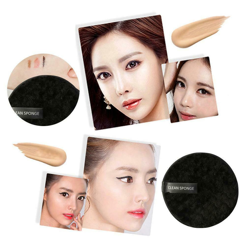 Fiber Makeup Remover Pad Reusable Face Cleaning Sponge Cosmetic Puff (Black