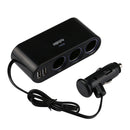 12V/24V Car 3 Sockets Cigarette Lighter Splitter Dual USB Port Charger Adapter