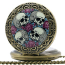 Purple flower four sly heads retro pocket watch A3M6