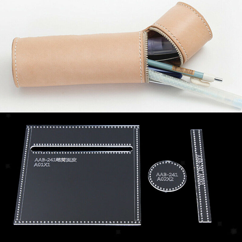 1 Set Acrylic Templates Leather Craft Brush Pot Pen Pencil Holder Pouch Case