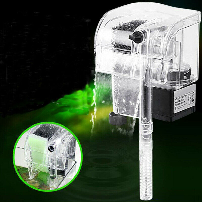 Mini Aquarium Fish Tank Waterfall Hang On External Oxygen Pump Water Filter OQP