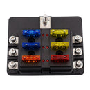 6 Way Blade Fuse Box Holder with LED Light Damp-Proof Block Marine Car Boat I1L8