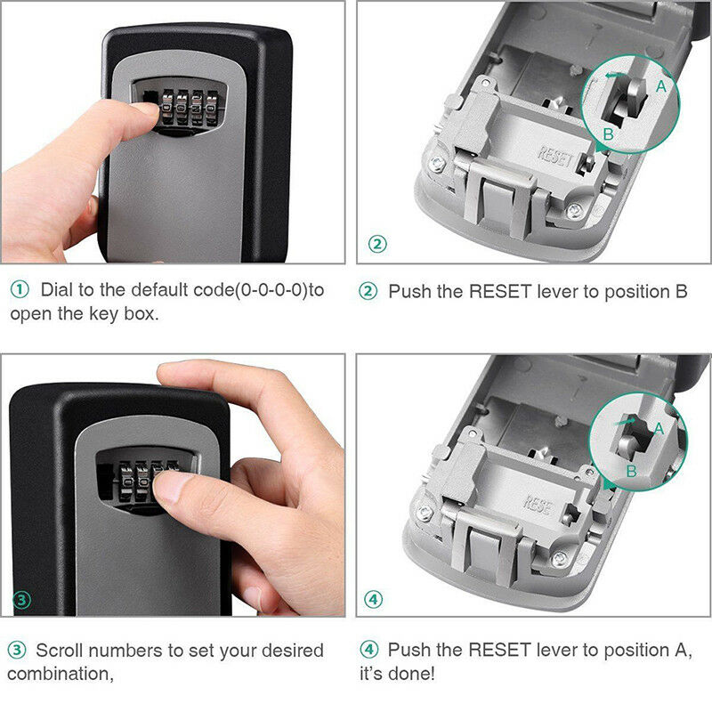 4 Digit Outdoor High Security Wall Mounted Key Safe Box Code Secure Lock-Stora3C
