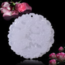 Natural White Jade Hand Carved Necklace Pendant Chinese Dragon Phoenix Mascot
