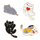 4PCS/Set Enamel Cartoon Animal Cat Brooch Pin Shirt Collar Pin Women JewelryJLJ