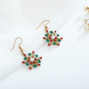 Christmas Snowflakes Drop Earrings Rhinestone Pendant Necklace Jewelry Set
