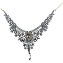 Gothic Victorian Black Lace Choker Necklace Metal Cameo Jewel Steampunk