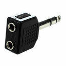 5X(6.35mm Male Plug to Dual 3.5mm Stereo Jack Female Socket Splitter Conne C4X8)