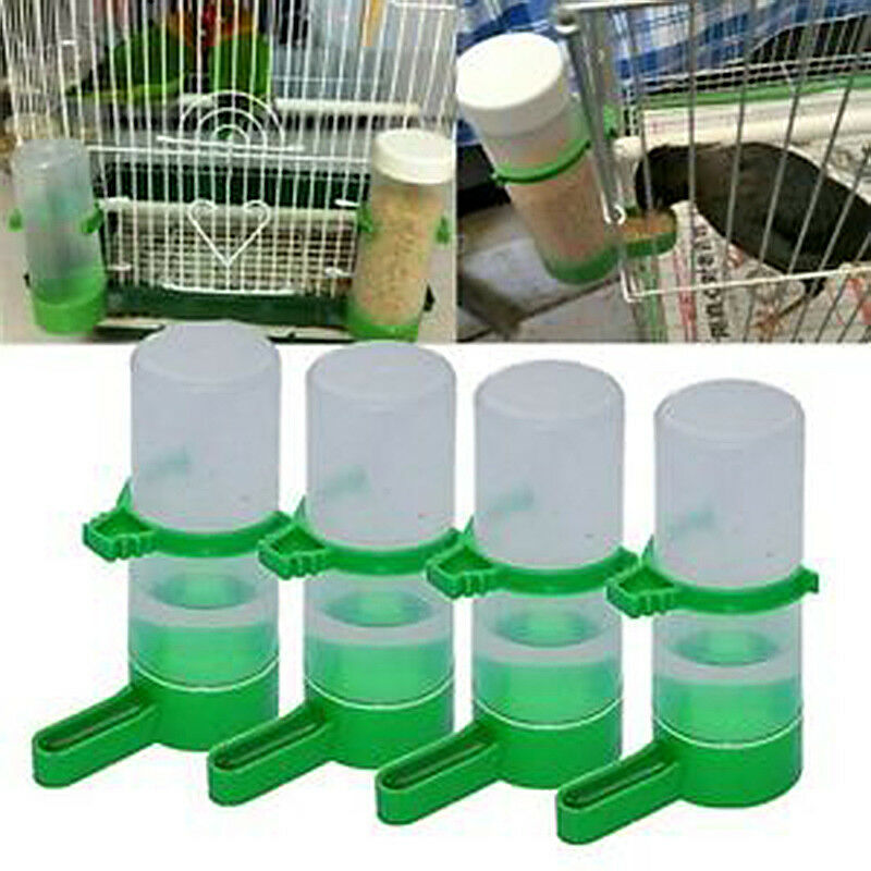 4x Bird Pet Water Drinker Food Feeder w/ Clip for Aviary Lovebirds Budgie Parrot