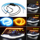 2X 45cm LED Switchback Headlight Sequential DRL Light Strip Tube Blue&Yellow f&M