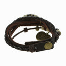 Quartz Weave Around Leather Love Bracelet Women Wrist Watch (Brown) W5A5